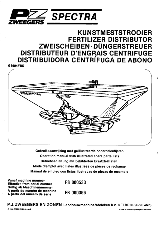 PZ_Zweegers Spectra_400 Baler Parts manual catalog PDF Download