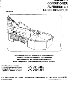 PZ_Zweegers TK186_TK212 Mower Parts manual catalog PDF Download