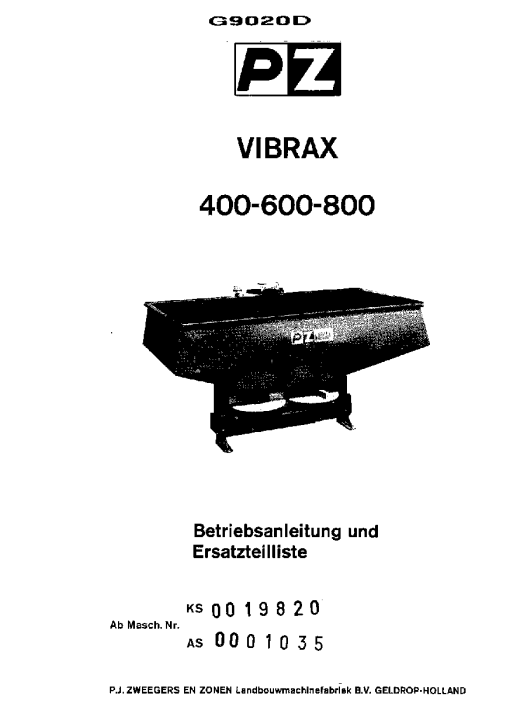 PZ_Zweegers Vibrax_400_600_800_2 Baler Parts manual catalog PDF Download
