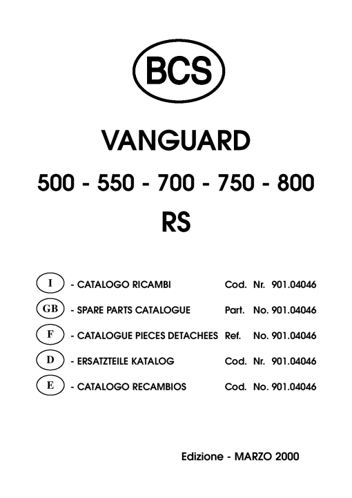 Pasquali BCS_Vanguard_500_550_700_750_800 Parts manual catalog PDF Download