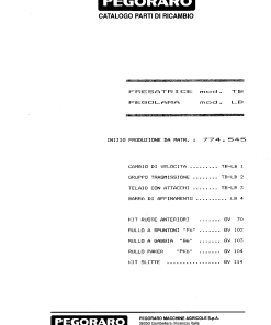 Pegoraro TB-LB Parts manual catalog PDF Download