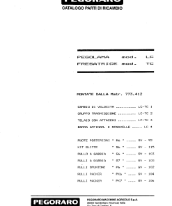 Pegoraro TC-LC Parts manual catalog PDF Download