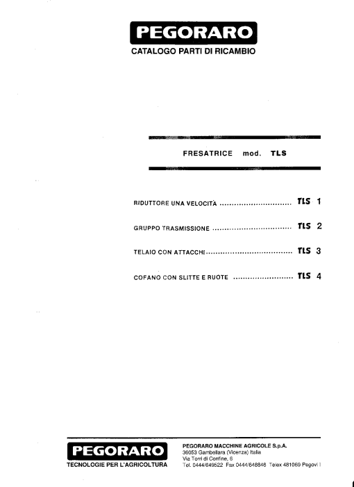 Pegoraro TLS Parts manual catalog PDF Download