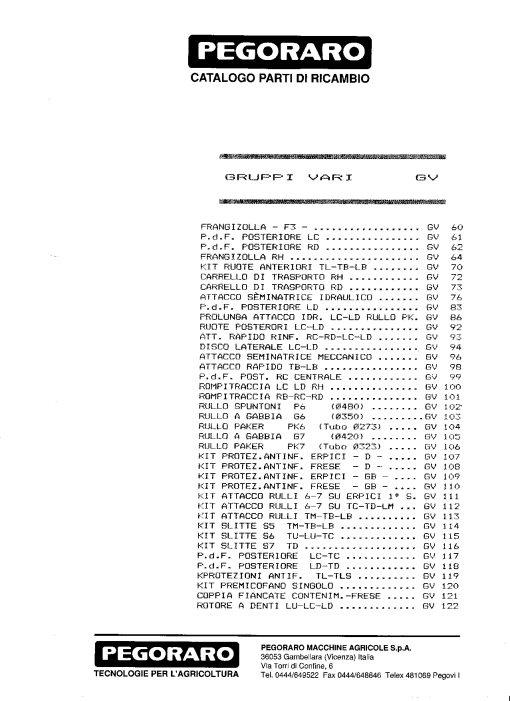 Pegoraro gruppi_vari Parts manual catalog PDF Download