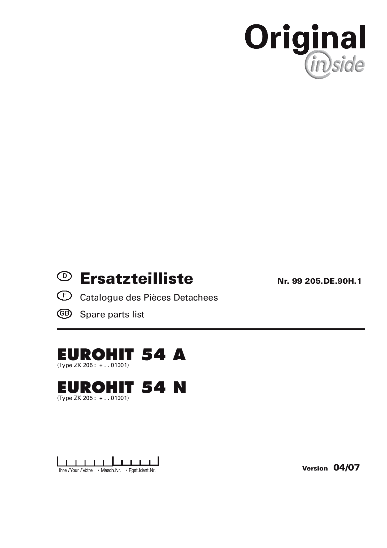 Pottinger Eurohit_54A_54N Rotary Tedder Parts manual catalog PDF Download