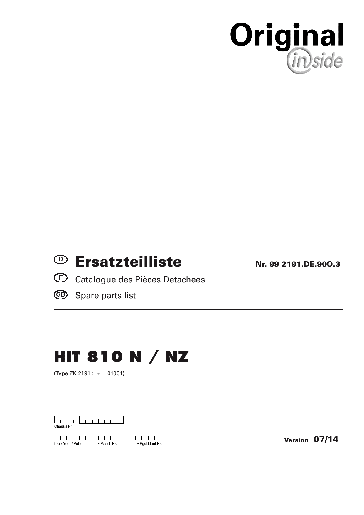 Pottinger Hit_810N_810NZ Rotary Tedder Parts manual catalog PDF Download