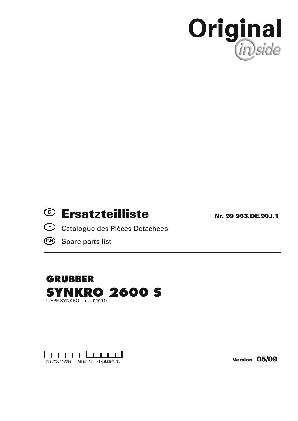 Pottinger Synkro_2600S Stubble Cultivator Parts manual catalog PDF Download