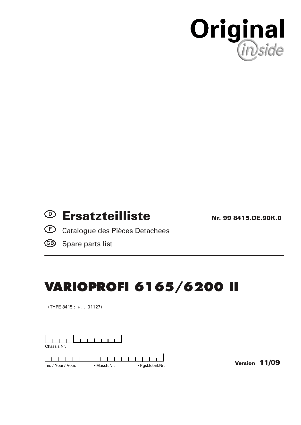 Pottinger Varioprofi_6165_6200 Round Baler Parts manual catalog PDF Download