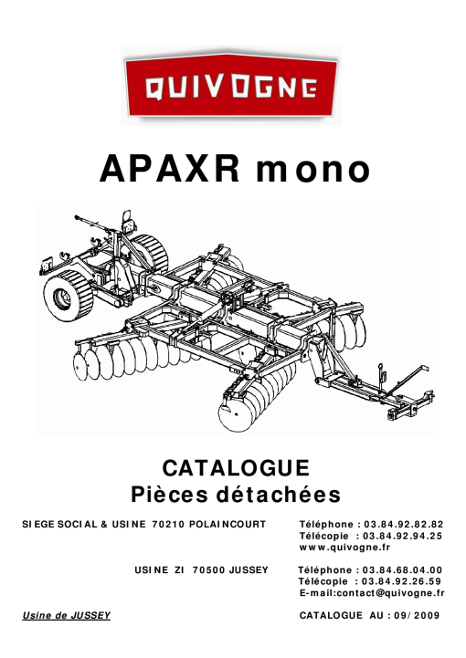 Quivogne APAXR_Mono Parts manual catalog PDF Download