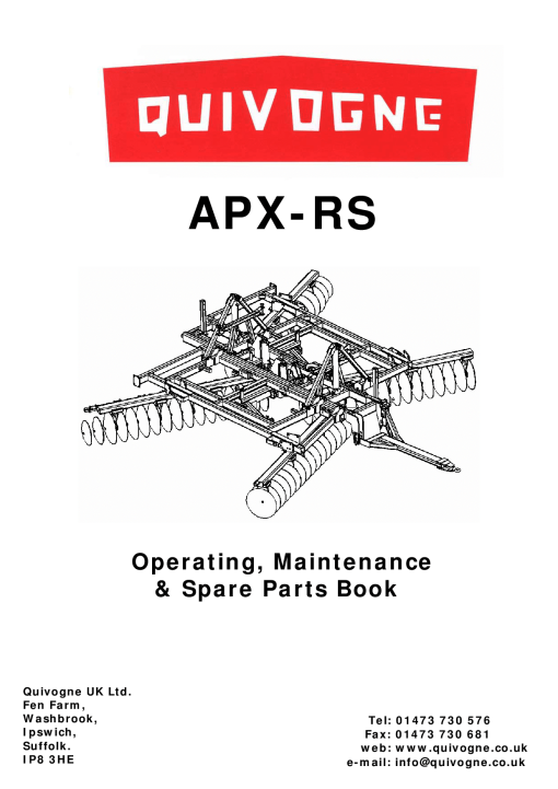 Quivogne APX-RS Parts manual catalog PDF Download