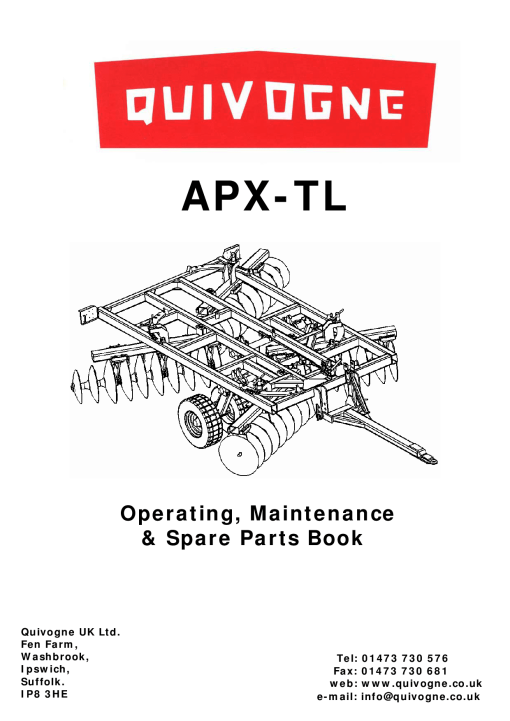 Quivogne APX-TL Parts manual catalog PDF Download