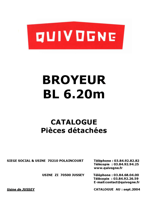Quivogne Broyeur_BL-6.20 Parts manual catalog PDF Download