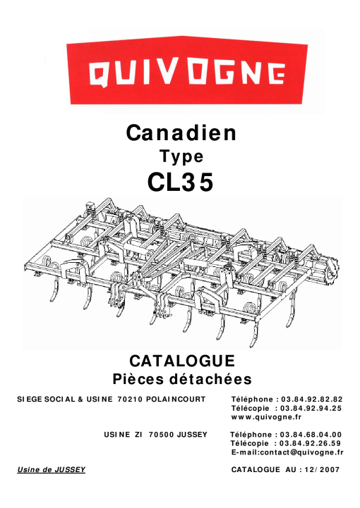Quivogne CL35 Parts manual catalog PDF Download