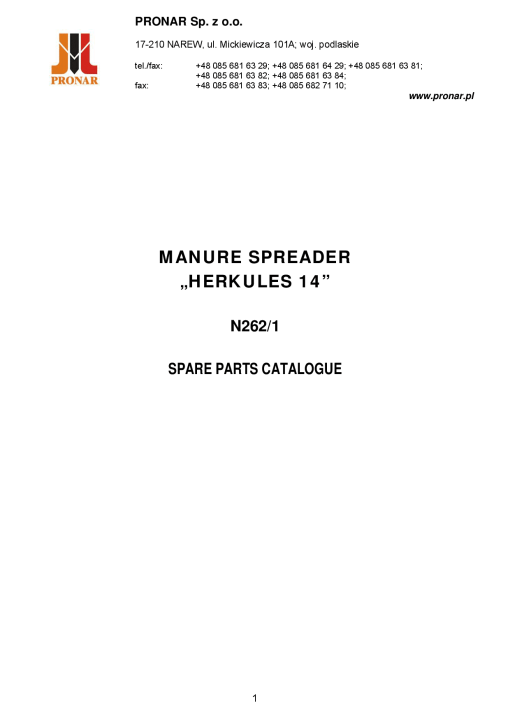 Quivogne Herkules_14_N262-1 Parts manual catalog PDF Download