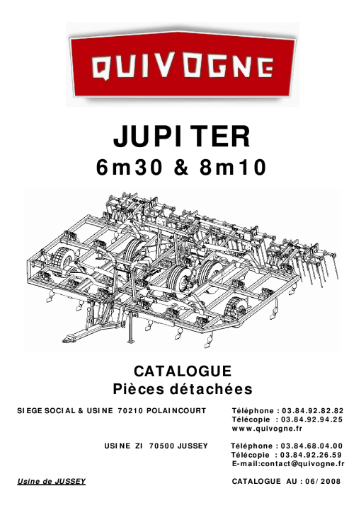 Quivogne Jupiter_6m30_8m10 Parts manual catalog PDF Download