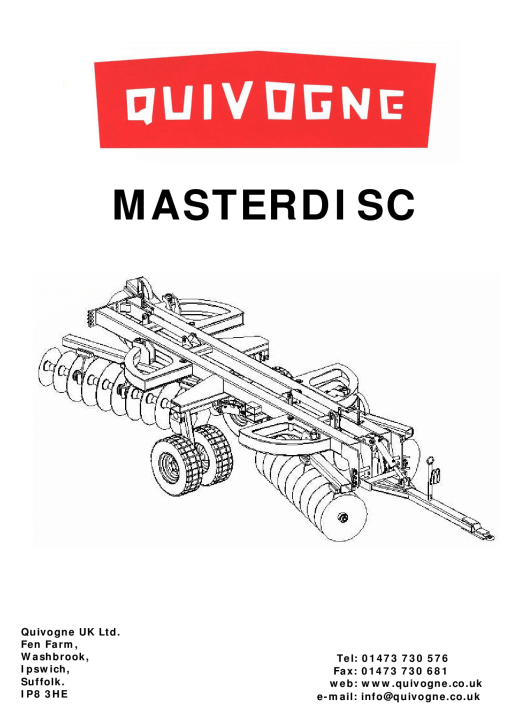 Quivogne Masterdisc Parts manual catalog PDF Download
