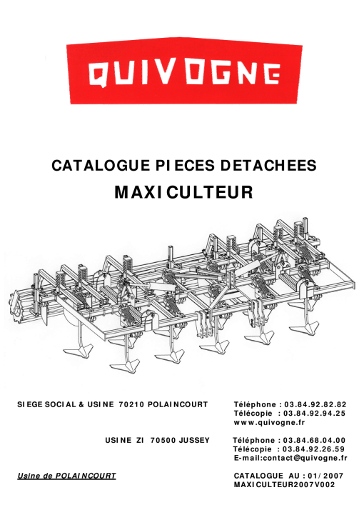 Quivogne Maxiculteur Parts manual catalog PDF Download