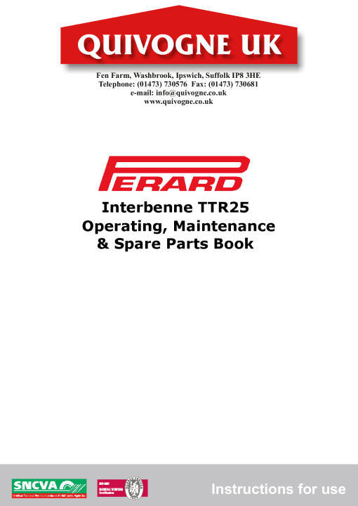 Quivogne Perard_TTR25 Parts manual catalog PDF Download