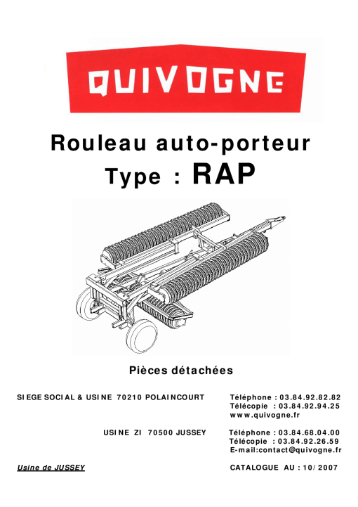 Quivogne RAP Parts manual catalog PDF Download