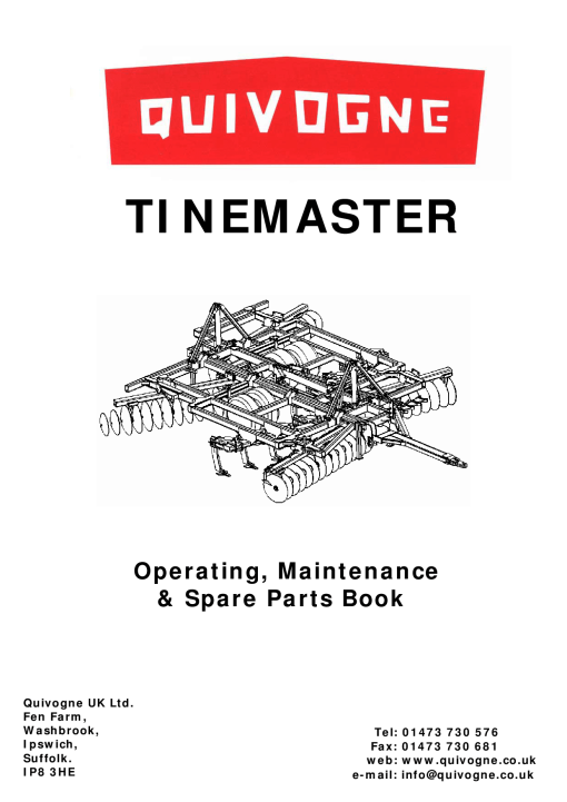 Quivogne Tinemaster Parts manual catalog PDF Download