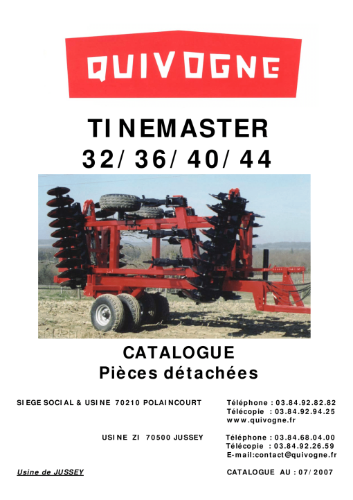 Quivogne Tinemaster_32_36_40_44 Parts manual catalog PDF Download