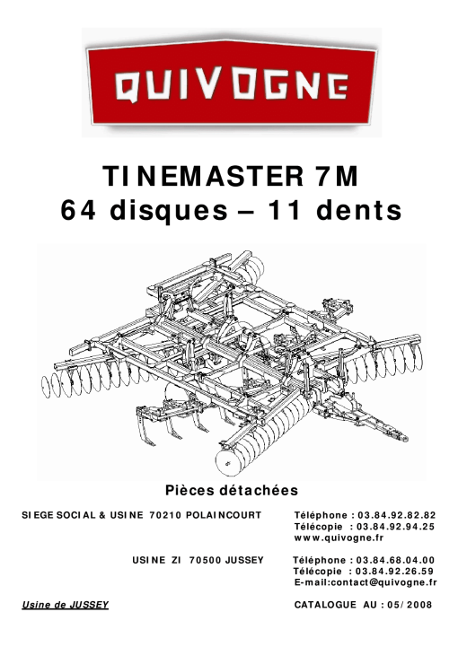 Quivogne Tinemaster_7m_64_11 Parts manual catalog PDF Download