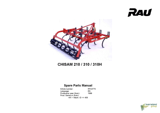 Rau Chisam_210_310_310H Cultivators Parts manual catalog PDF Download