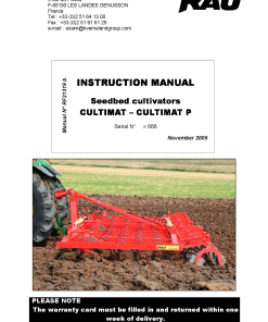 Rau Cultimat Cultivators Parts manual catalog PDF Download