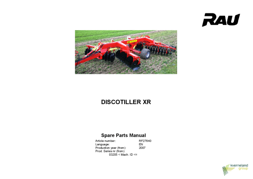 Rau Discotiller_XR Disc_Harrow Parts manual catalog PDF Download
