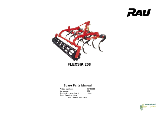 Rau Flexsik_208 Cultivators Parts manual catalog PDF Download