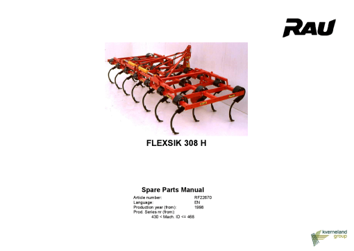 Rau Flexsik_308H Cultivators Parts manual catalog PDF Download