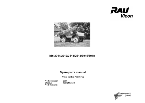 Rau Ibis_2011_2012_2511_2512_3015_3018 Sprayer Parts manual catalog PDF Download