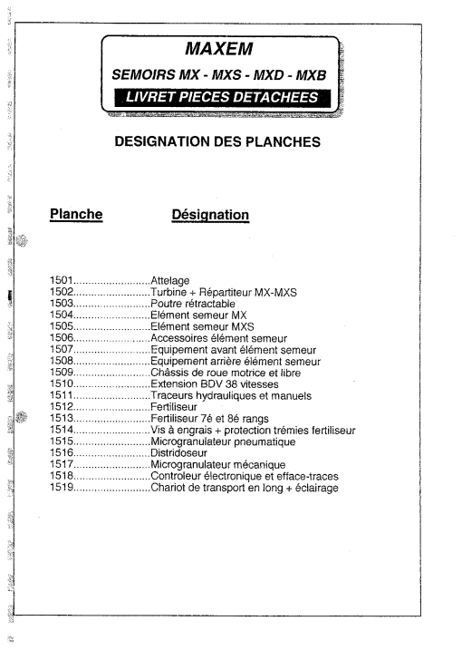 Rau Maxem Seed_drill Parts manual catalog PDF Download