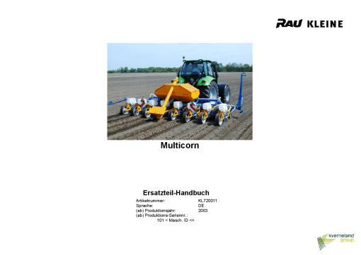 Rau Multicorn_Maize Seed_drill Parts manual catalog PDF Download