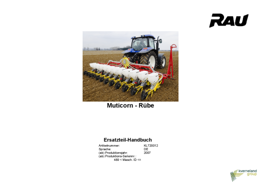 Rau Multicorn_Rube_2 Seed_drill Parts manual catalog PDF Download