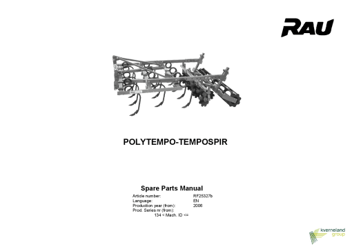 Rau Polytempo_Tempospir Cultivators Parts manual catalog PDF Download