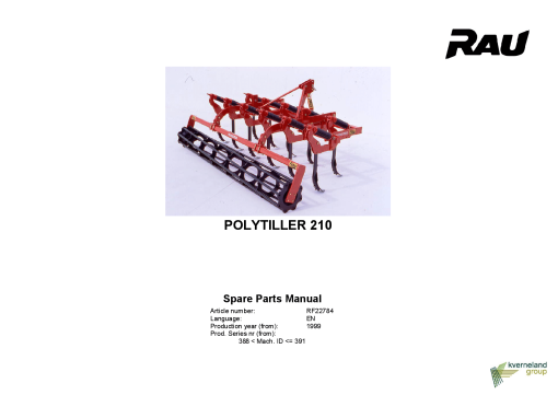 Rau Polytiller_210 Cultivators Parts manual catalog PDF Download