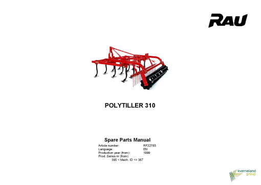 Rau Polytiller_310 Cultivators Parts manual catalog PDF Download
