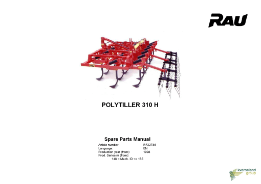 Rau Polytiller_310H Cultivators Parts manual catalog PDF Download