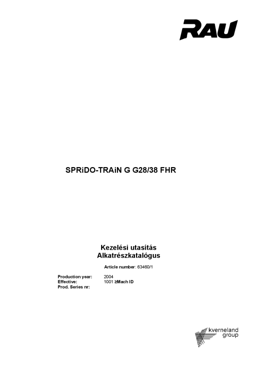 Rau Spidotrain_G28_G38 Sprayer Parts manual catalog PDF Download