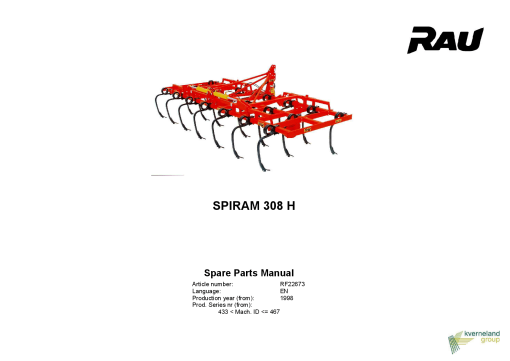 Rau Spiram_308H Cultivators Parts manual catalog PDF Download