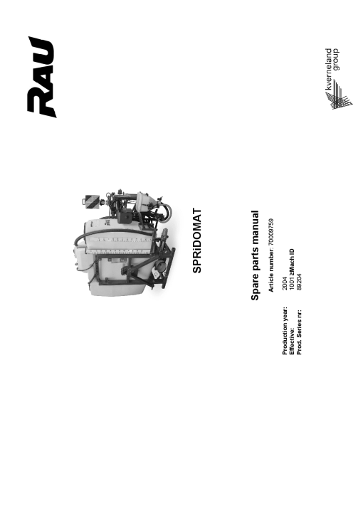 Rau Spridomat Sprayer Parts manual catalog PDF Download