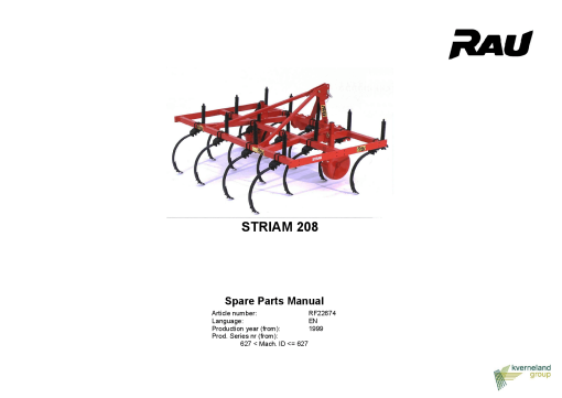 Rau Striam_208 Cultivators Parts manual catalog PDF Download