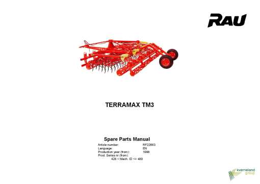 Rau Terramax_TM3 Cultivators Parts manual catalog PDF Download