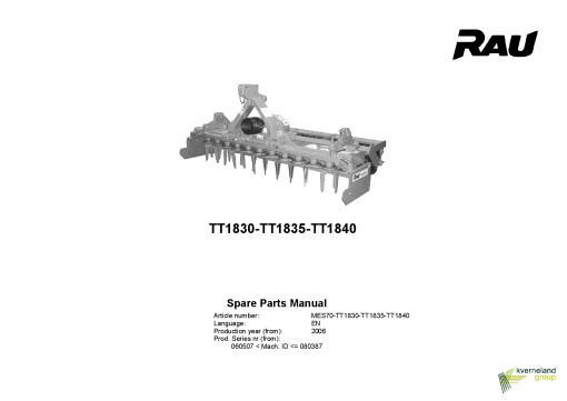 Rau Toptiller_TT1830_TT1835_TT1840 Power_harrows Parts manual catalog PDF Download