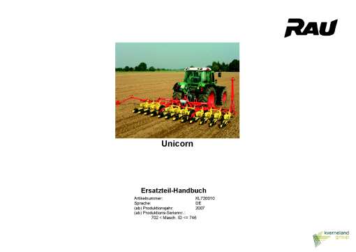 Rau Unicorn Seed_drill Parts manual catalog PDF Download