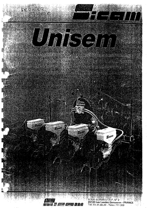 Rau Unisem Seed_drill Parts manual catalog PDF Download