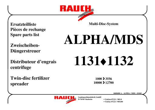 Rauch Alpha_MDS_1131_1132 Fertilizer_spreader Parts manual catalog PDF Download