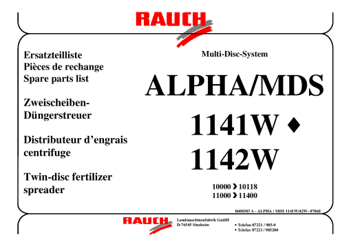 Rauch Alpha_MDS_1141_1142 Fertilizer_spreader Parts manual catalog PDF Download