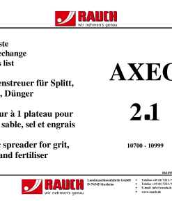 Rauch Axeo_2.1 Fertilizer_spreader Parts manual catalog PDF Download
